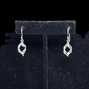 Sterling Silver Twisted Spiral Pierced Earrings Signed LA (4646)